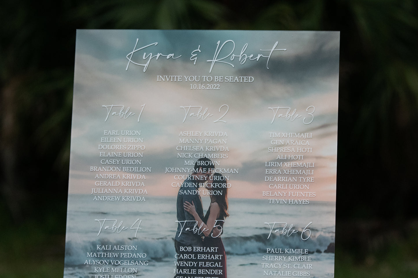 Custom Acrylic Seating Charts Personalized with your Photos