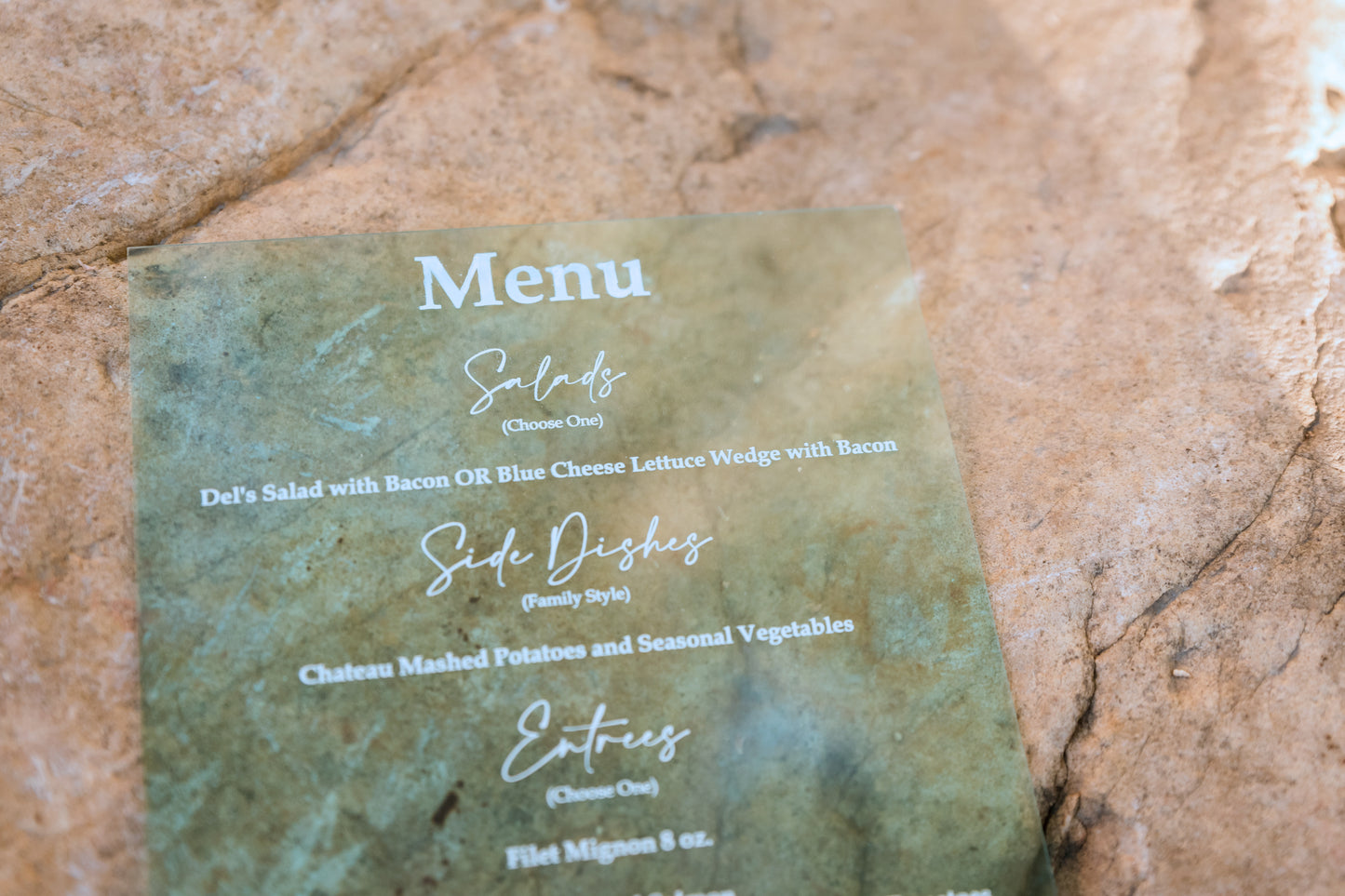 Custom Printed Acrylic Menus with UV Printing