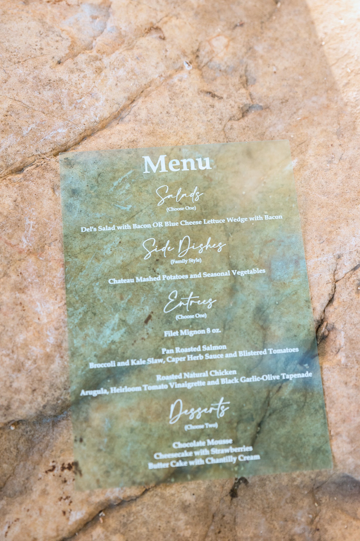 Customizable UV Printed Acrylic Wedding Menus - Personalize Your Special Day