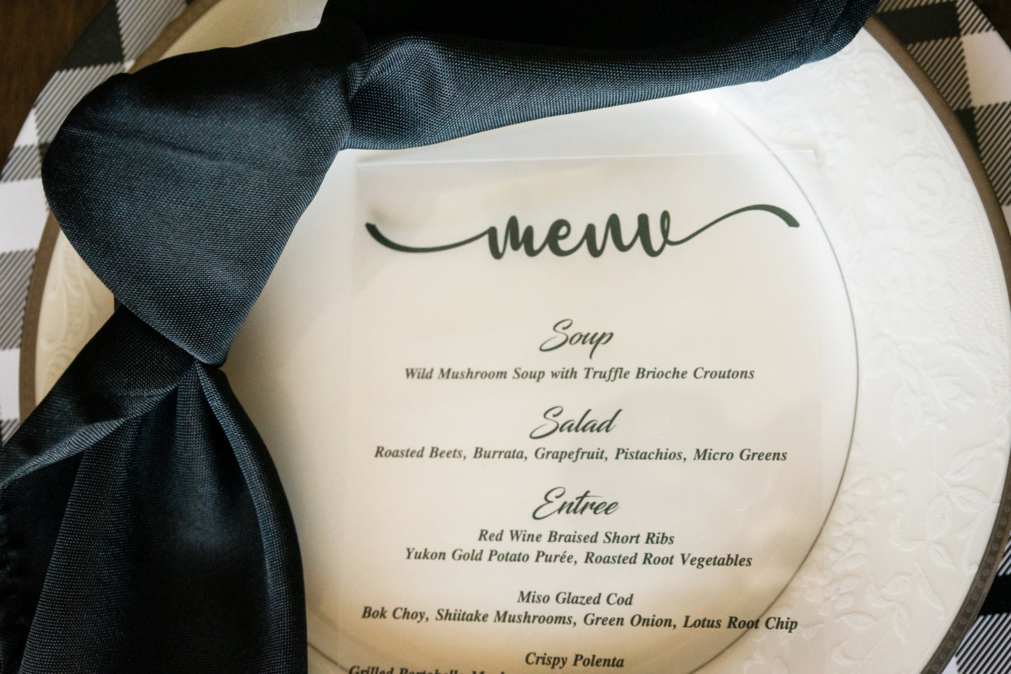 Elegant Acrylic Menu Cards with Customized Design