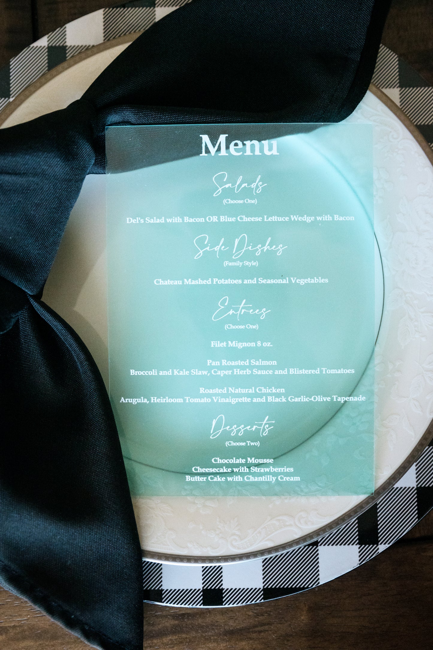 Customizable UV Printed Acrylic Wedding Menus - Personalize Your Special Day