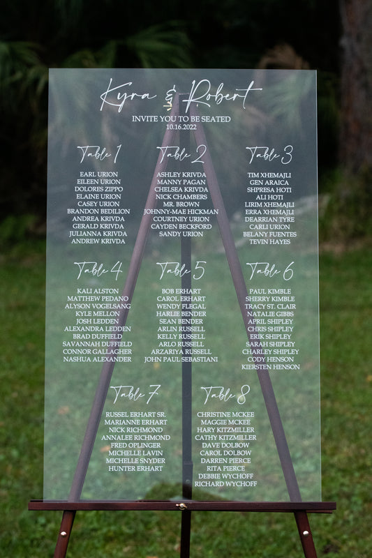 Custom UV Printed Acrylic Seating Chart for Weddings