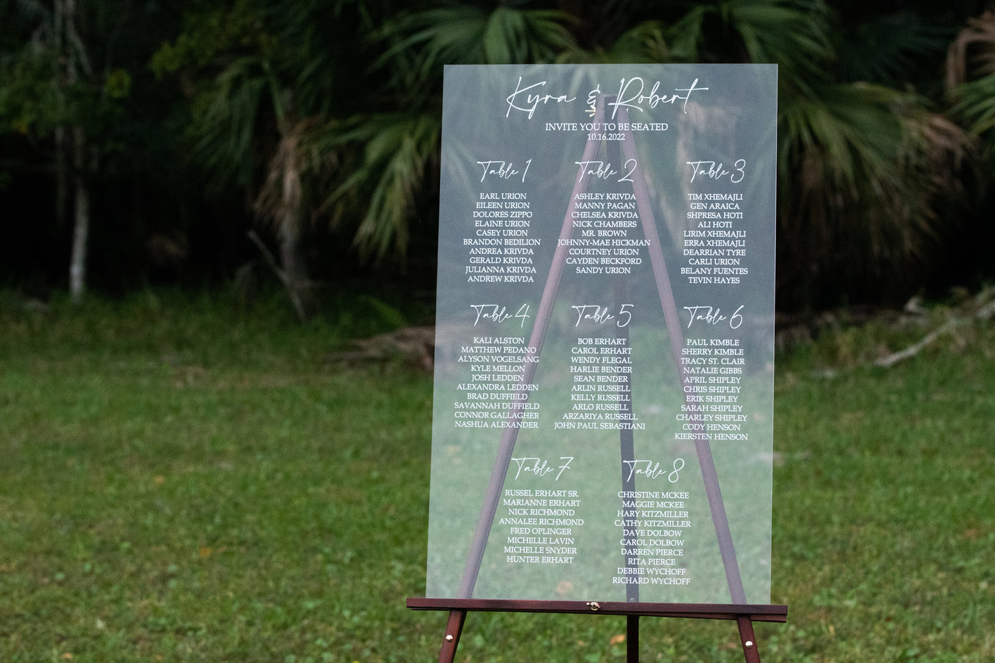 Custom UV Printed Acrylic Seating Chart for Weddings