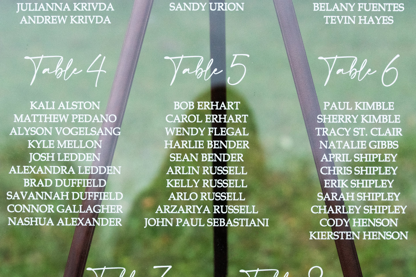 Custom UV Printed Acrylic Seating Chart for Weddings
