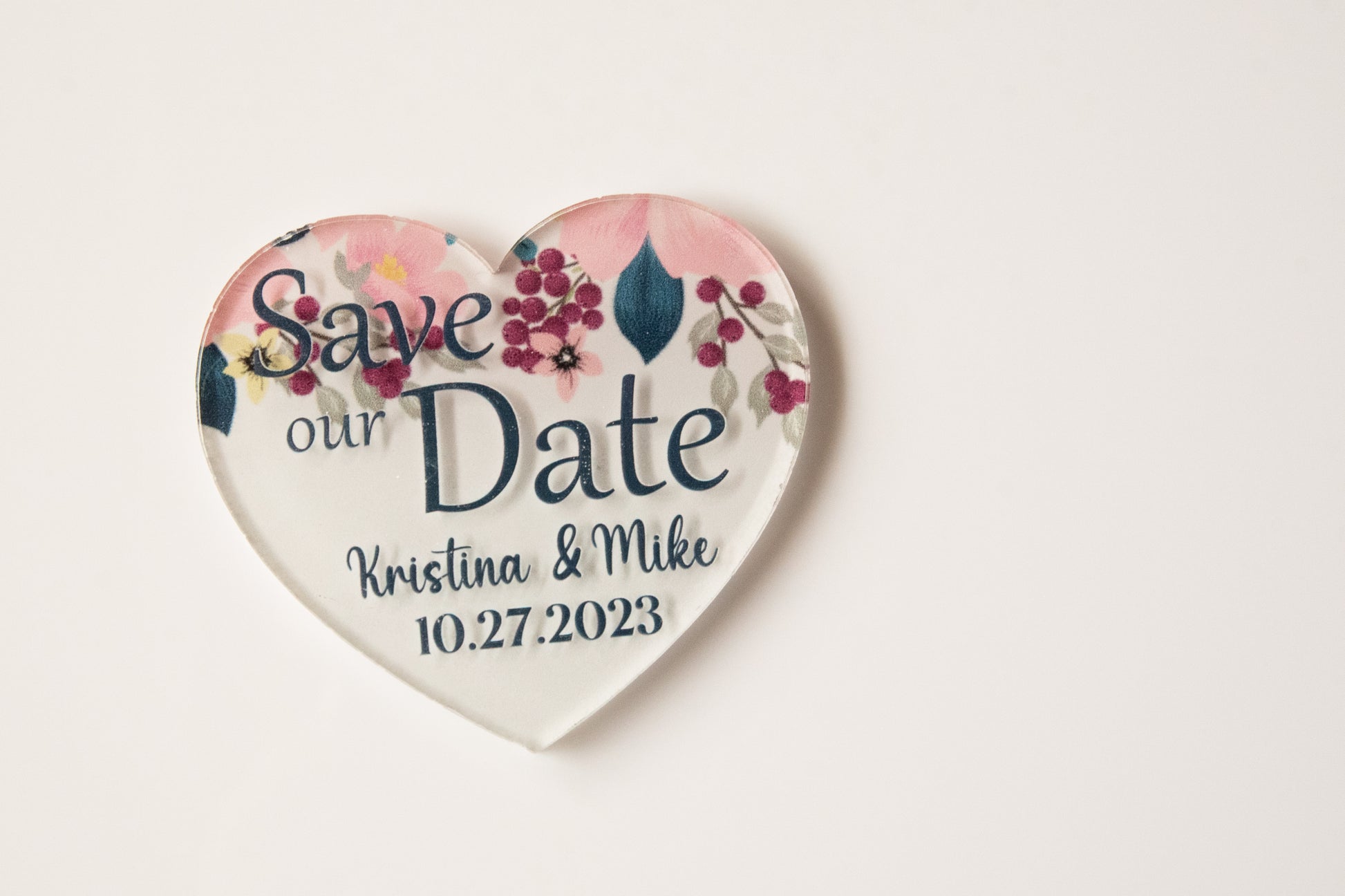 Personalized Save the Date Magnets, Wooden Heart Magnets